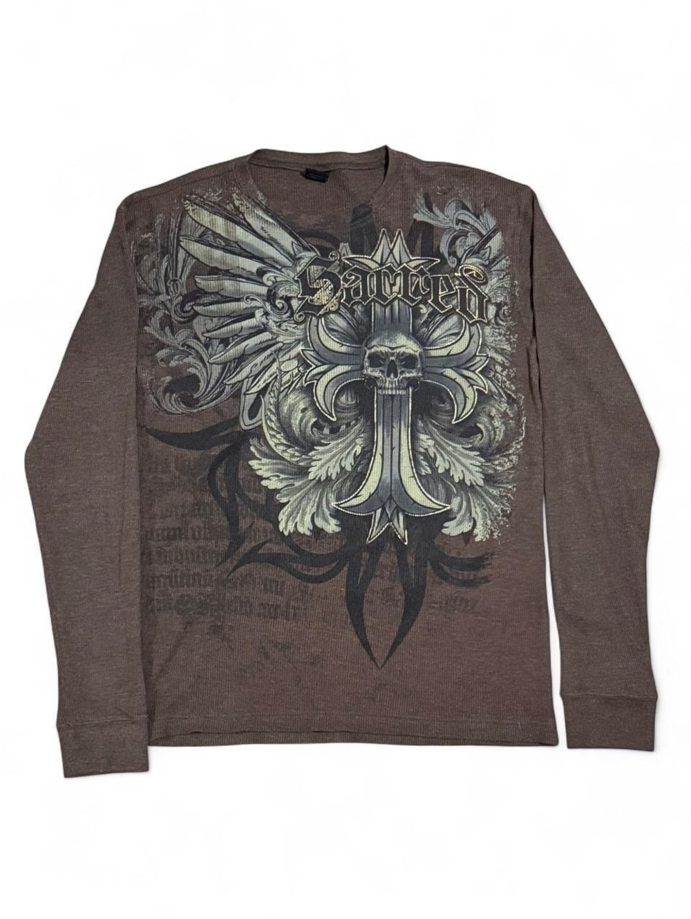 Hybrid Men's Long Sleeve Graphic T-Shirt Large Brown